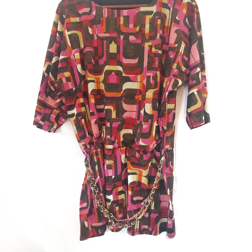 Brown chain link blouse-O